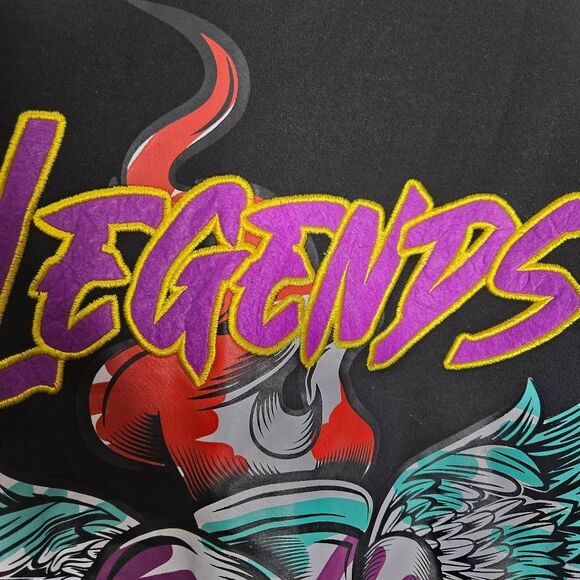 Black Pike LEGENDS NEVER DIE Juice Wrld Embroidered Black Sweatshirt Size Medium - Picture 5 of 7